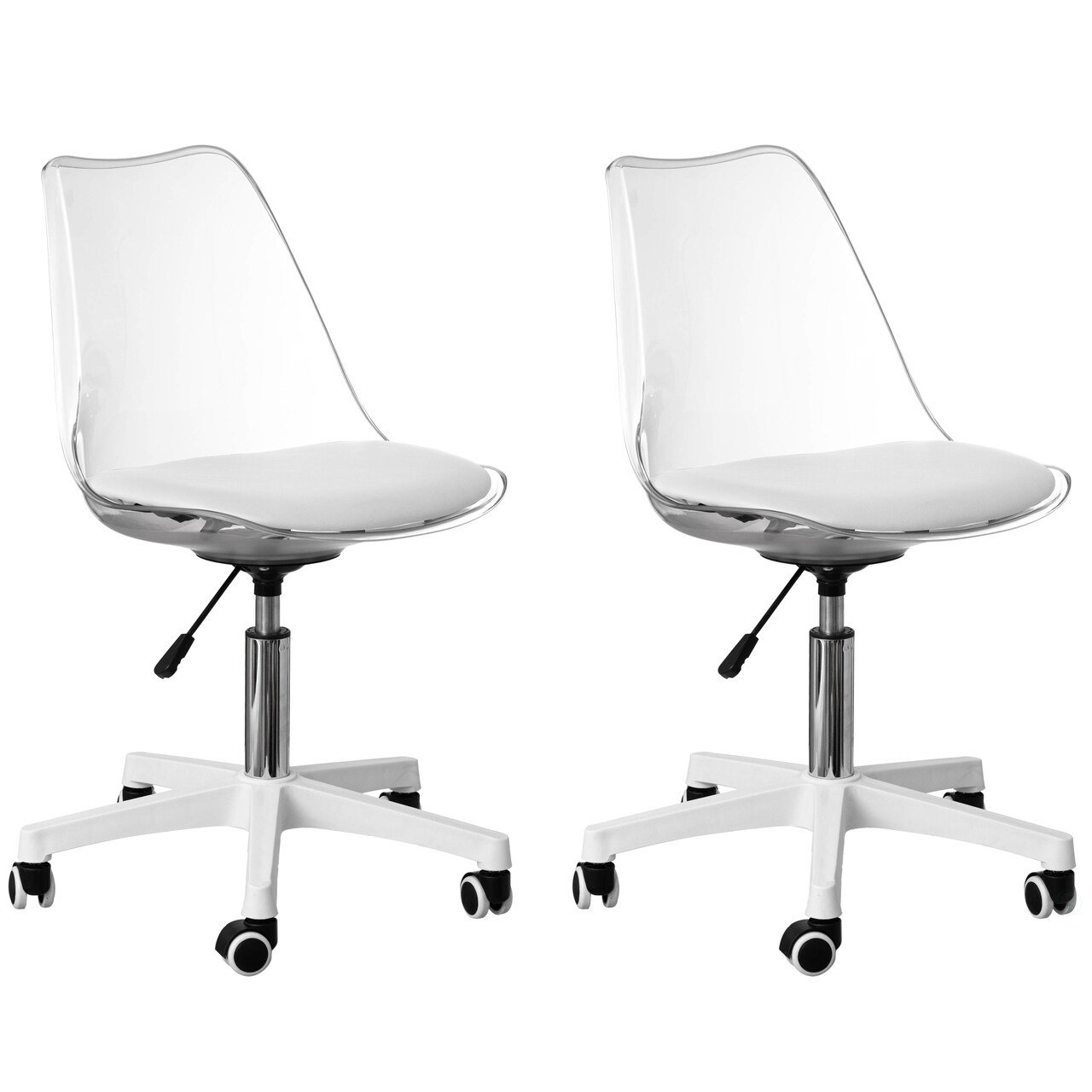 Clear Acrylic Desk Chair - Armless Office Chair, Height Adjustable, Rolling Chair - Modern Ghost Chair, Perfect for Home Office or Vanity with Swivel Function